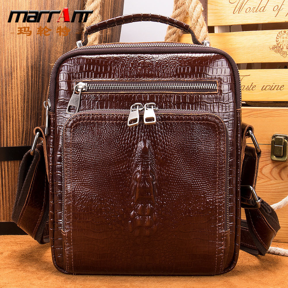 Malinte genuine Mad Horse leather bag, multifunctional cowhide iPad shoulder bag