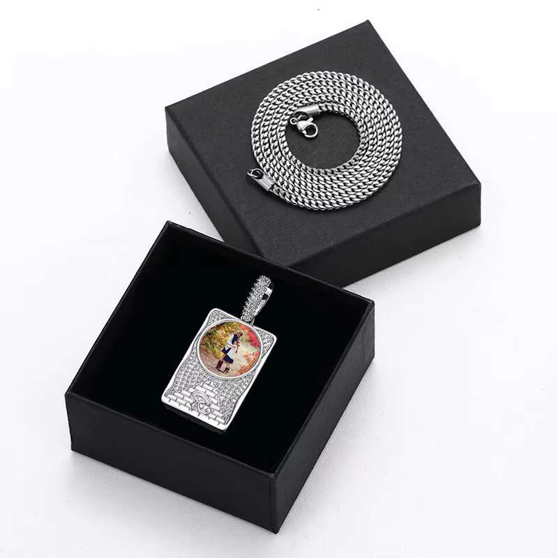 Drop Shipping Iced Out Custom Memory Photo Pendant Jewelry Hip Hop Picture Necklace for Men Women