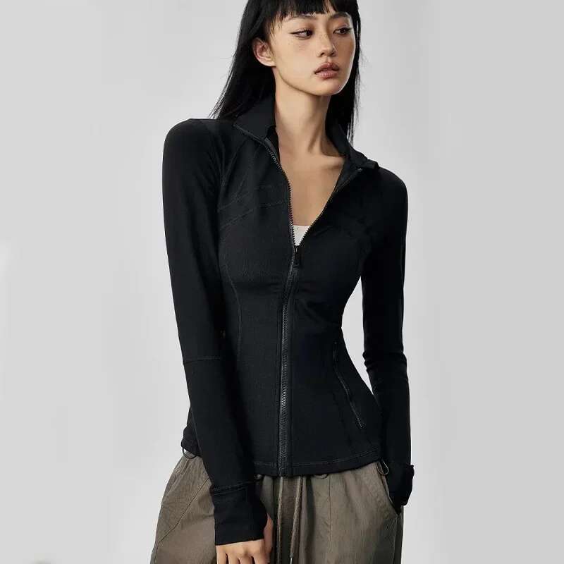 Hot Tops Yoga Wear With Zip Slim Long Sleeve Sports Casual Fiess Women's Jacket