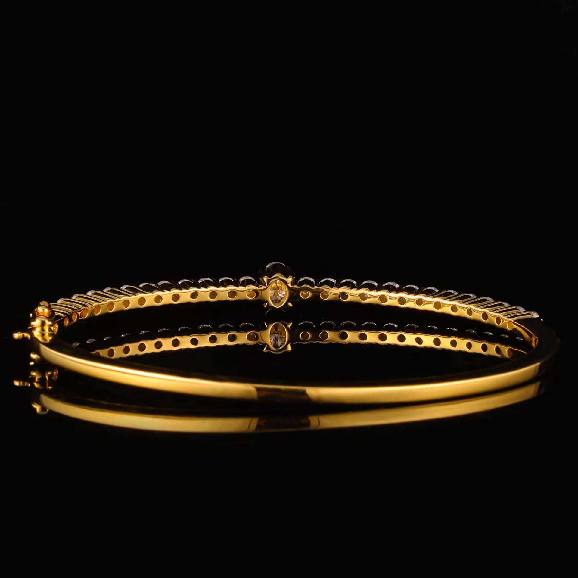 DEYIN Oval Shape Moissanite Bnagles Gold Plated Women Wholesale 925 Sterling Silver Woman Bangle Bracelet Jewelry