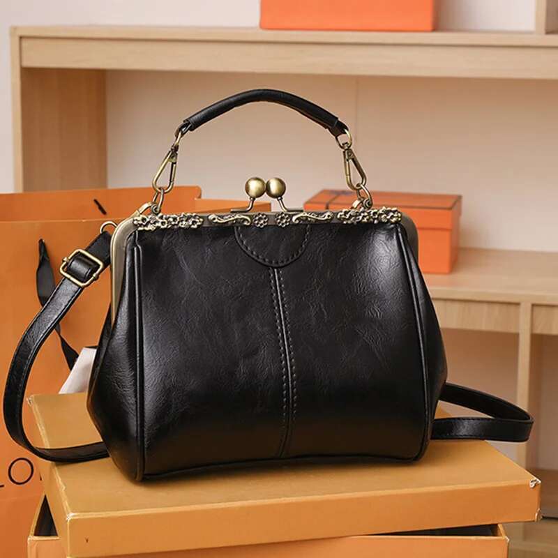 Vintage Shoulder Bags For Women Clip Handbag Totes Retro Pu Leather Crossbody Messenger Bag Lady Clutch
