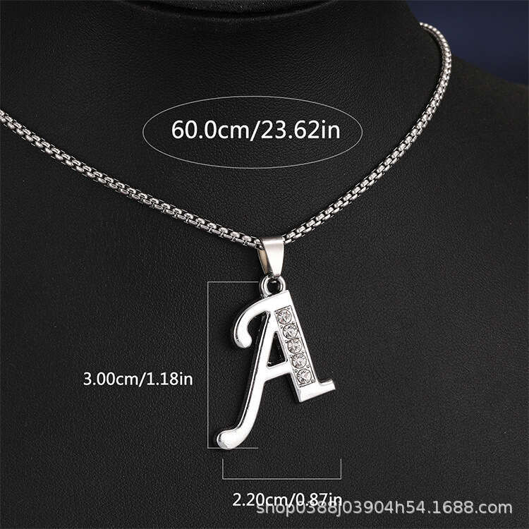 2025 Spring New Collection Of 26 English Letter Necklaces Men, Popular And Creative Dia Studded Jewelry Accessories For Women