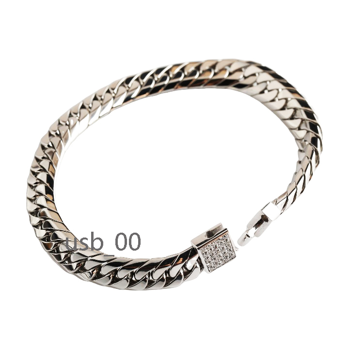 Wholesale Silver Moissanite Cuban Chain Punk Custom Rapper Bracelet Hip Hop Mens Gold Chain Design 925 Silver Cuban Bracelets