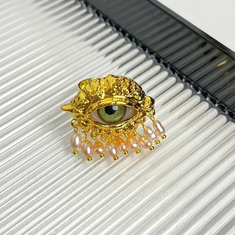 Modern Jewelry European And American Design Simulated Pearl Eye Styling Rings For Women Female Gifts Exaggerative Accessories