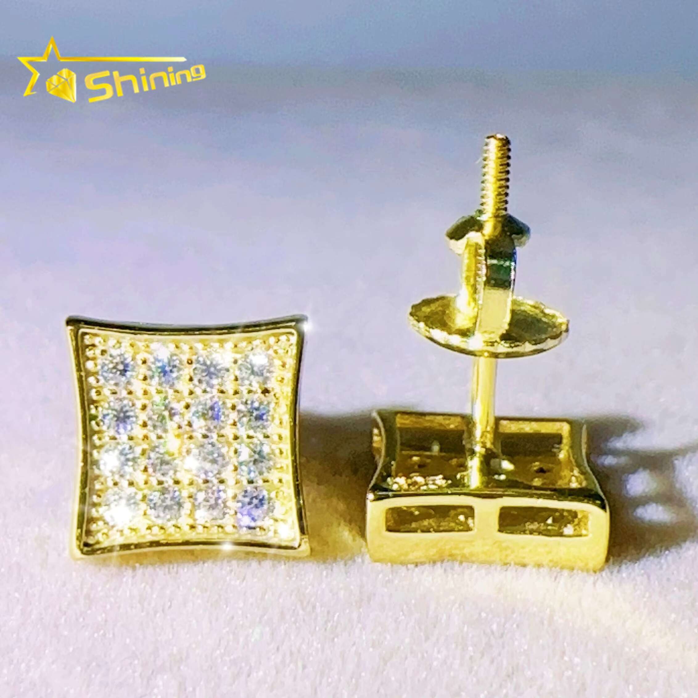 Lab Diamond Jewelry Silver 925 Vvs Moissanite Diamond Hip Hop Jewelry Iced Out Diamond Stud Earrings