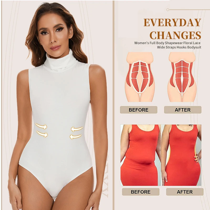 Female abdominal control top shaping body compressing hips lifting shape high neck sleeveless tight fitting clothes 250430
