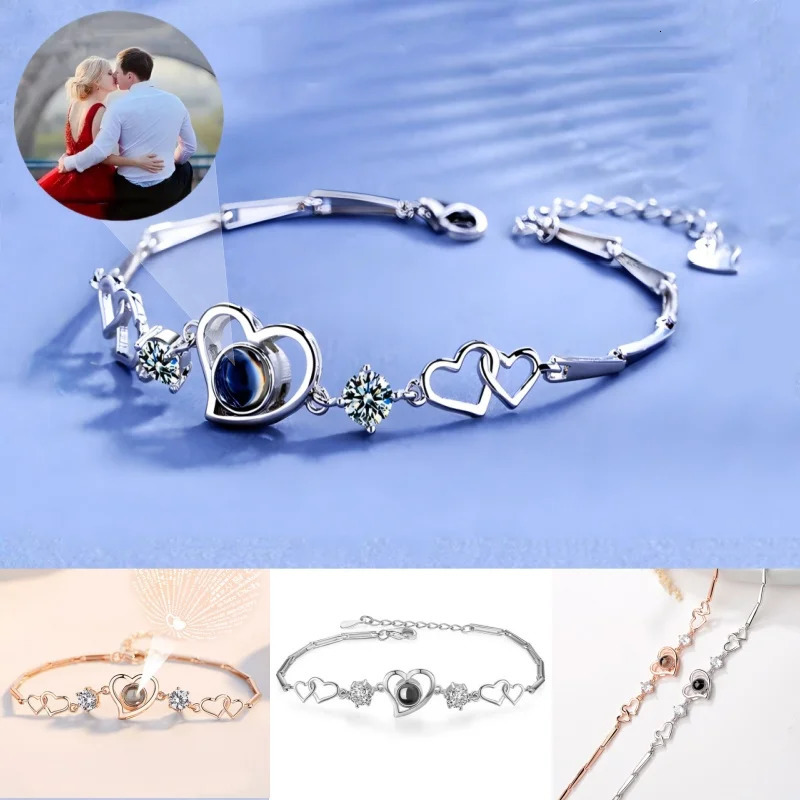 Personalized Po Custom Jewelry A Variety Of Heart-Shaped Steel Projection Bracelets Commemorative Gifts For Women 250430