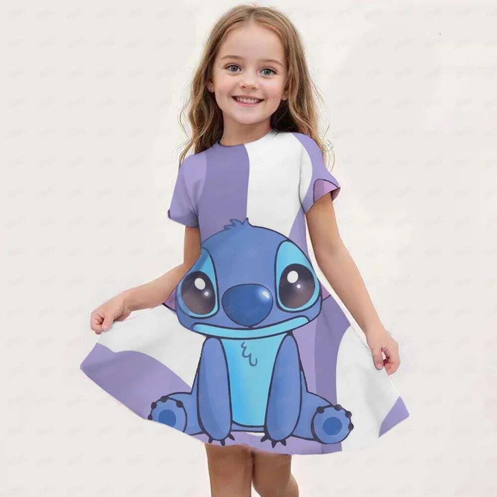MINISO New Summer Girl Dress 3D Print Children's Clothing 2025 Cute Fashion Princess Cartoon Comfortable