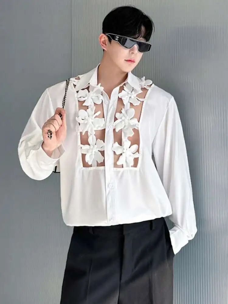 LUZHEN personalized hollow long sleeved mens loose and handsome casual top JY1050 250427