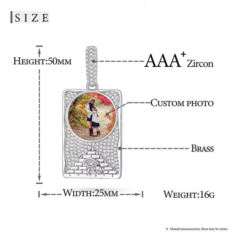 Drop Shipping Iced Out Custom Memory Photo Pendant Jewelry Hip Hop Picture Necklace for Men Women