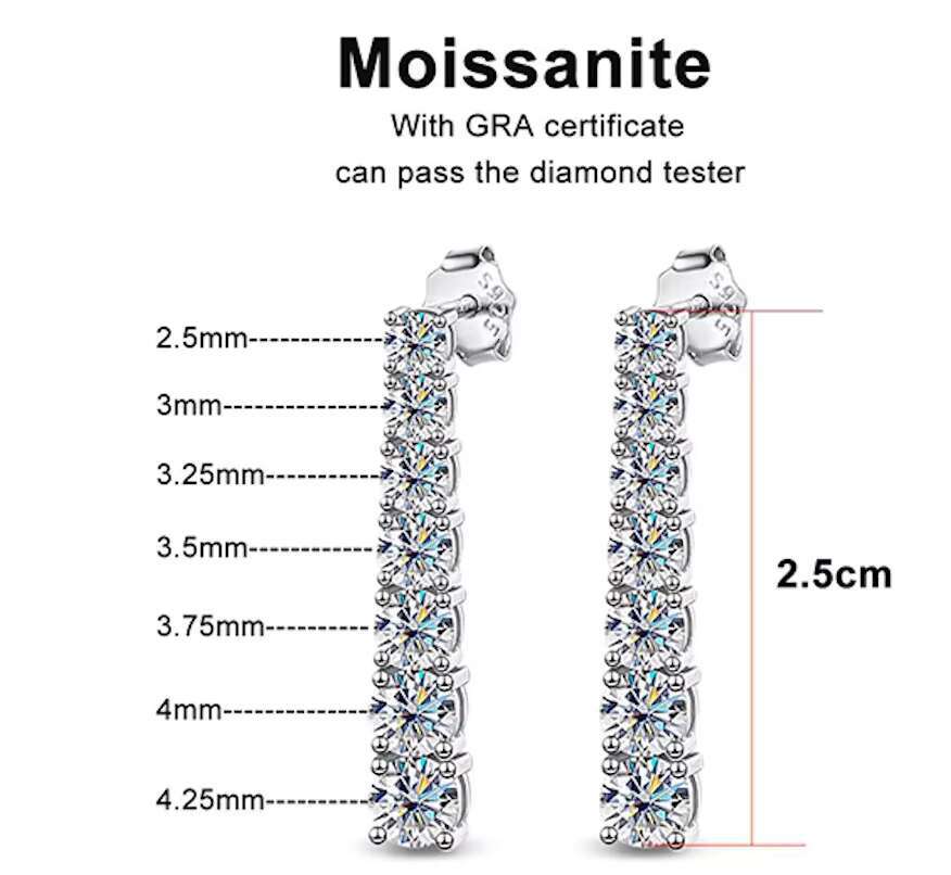 Fine Jewellery Elegant Sublimation 925 Silver Fashion Jewelry Long Tassel Moissanite Diamond Drop Earrings for Women