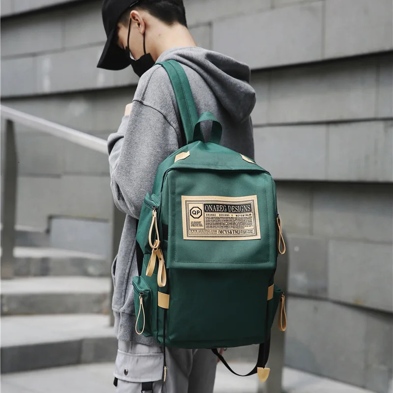 Backpack mens simple large capacity travel computer bag womens teenage high school student backpack for communication MW 250427