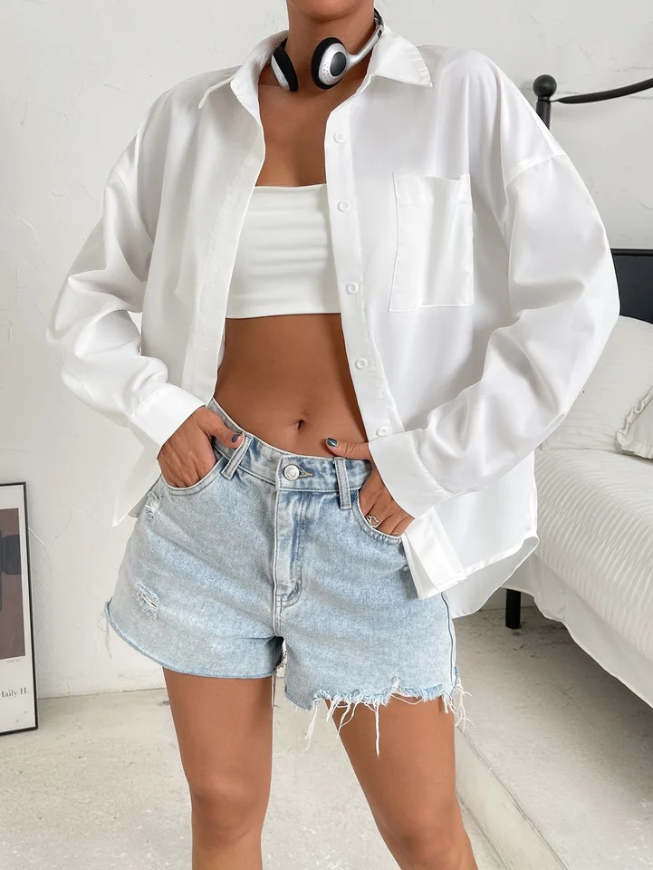 spring and summer womens loose casual fashion jacket wearing super long sleeved shirt 250422