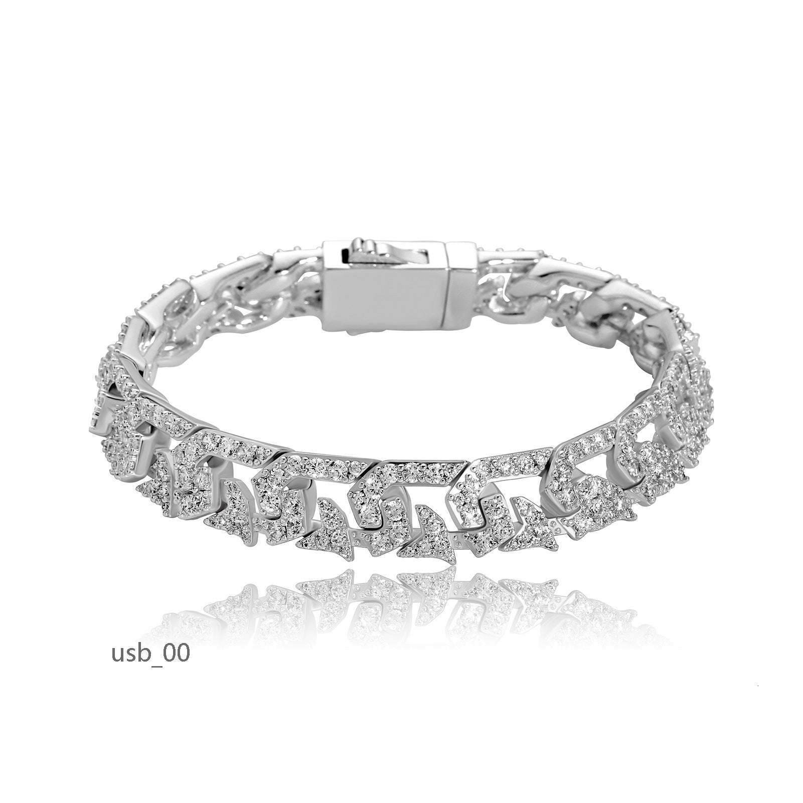Excellent Jewelry Iced Out Cuban Bracelet 925 Silver Moissanite Diamond VVS Hip Hop Men Cuban Link Bracelet