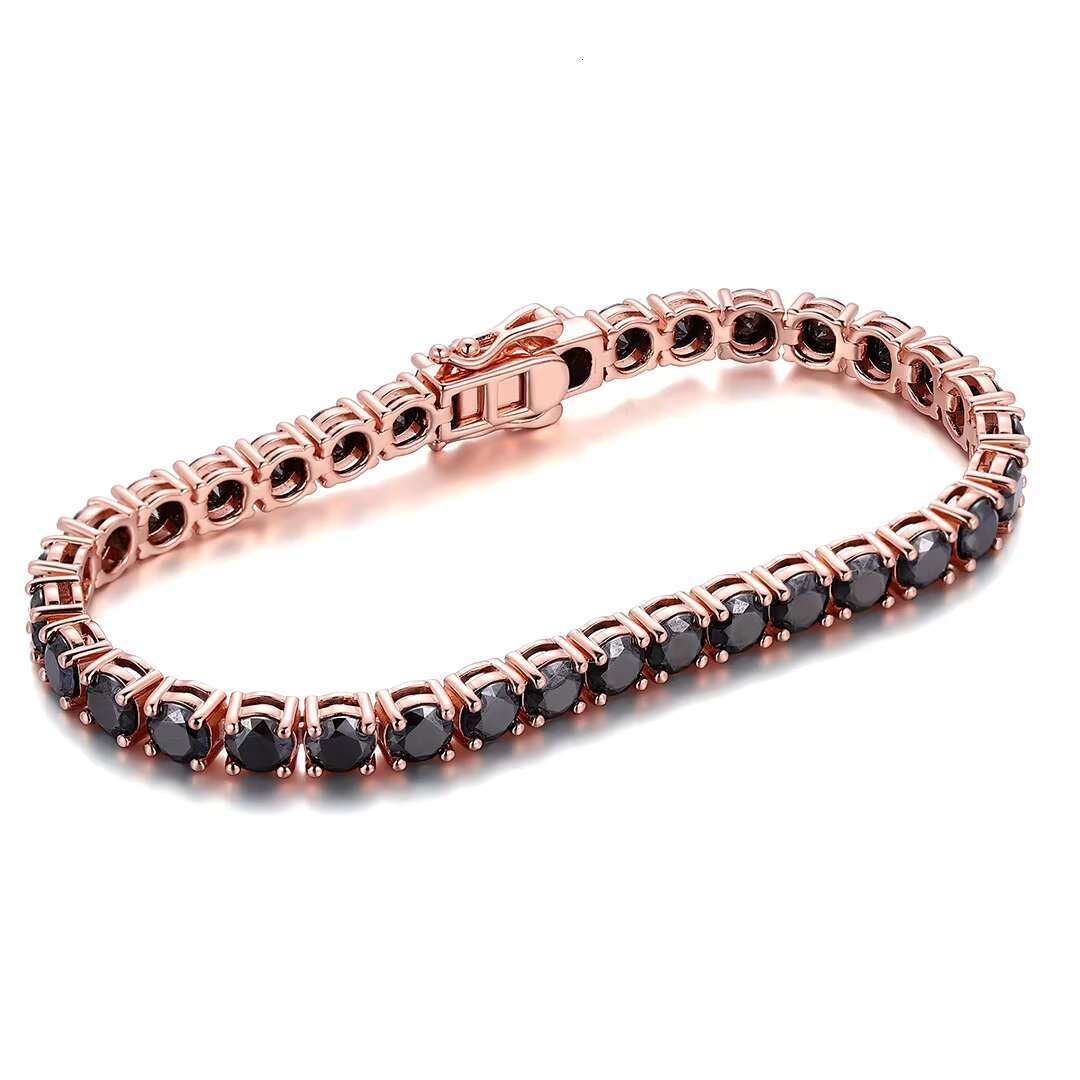 5mm Black Round Moissanite Gemstone Tennis Bracelet VVS Clarity 6.5INCHES with Double Clasp Security for Women Everyday Wearing