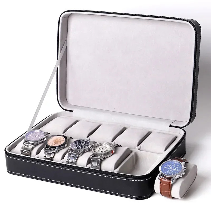 Organizer of the 6/10/12 girls portable watch storage box for featuring a classic style multifunctional watch display box with zipper 250430