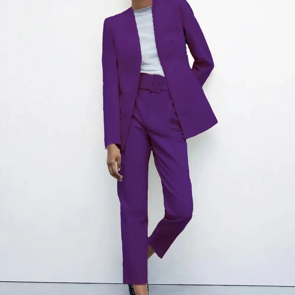womens fashion twopiece office uniform wearing a jacket and high waisted pants 250530