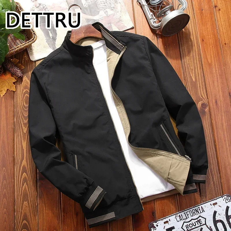 SpringAutumn Mens Wear Resistant Stand up Collar Casual Jacket for Youth Fashion 250428