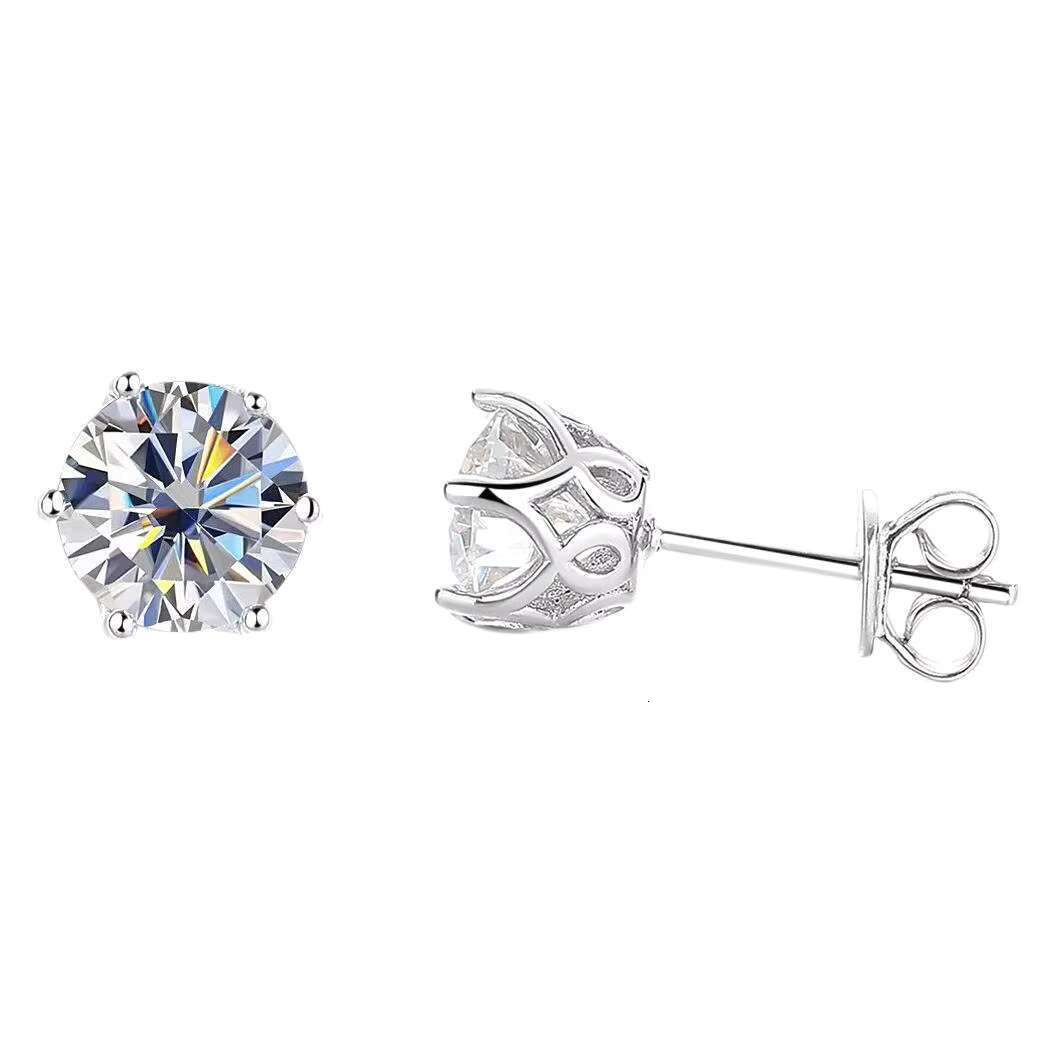 Punk Style Hypoallergenic Ear Needle Unisex Rock Hip Hop Jewelry 925 Sterling Silvery Moissanite Stud Earrings with Gift