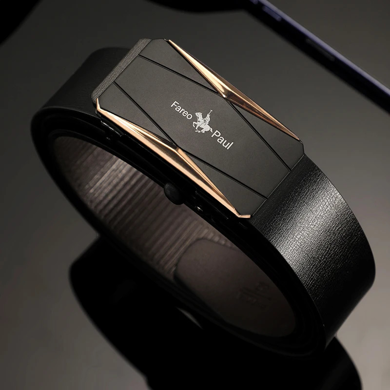 Fashionable mens High-Quality leather Belt with Automatic Buckle Suitable for Young and Middle-Aged Gentlemen 250430