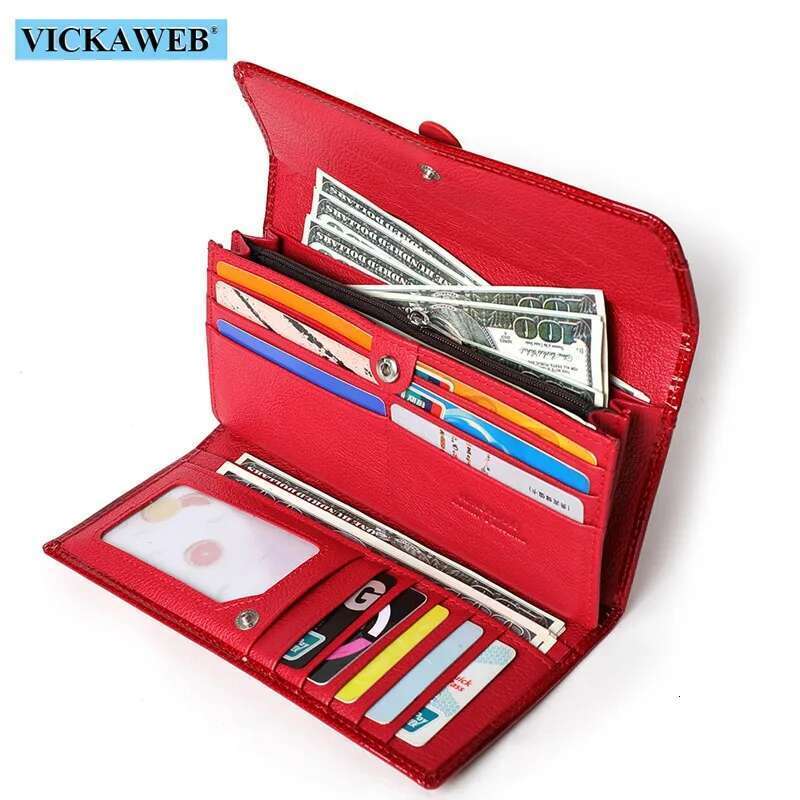 Free Gift Women Leather Wallet Long Ladies 3 Folders Clutch Money Bag Design Purse Fashion Ae605-25