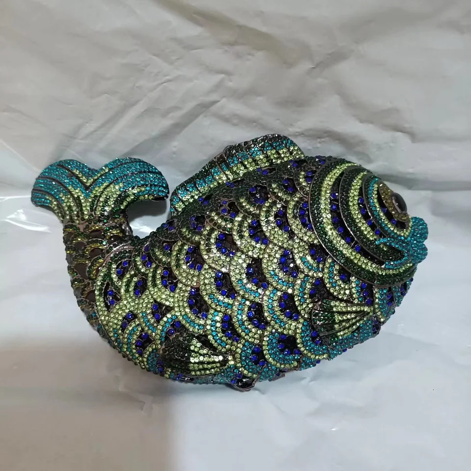 XIYUAN Fish shaped Womens Wallet Night Bag Diamond Metal Clutch Wedding Party Minaudiere and Handbag 250428