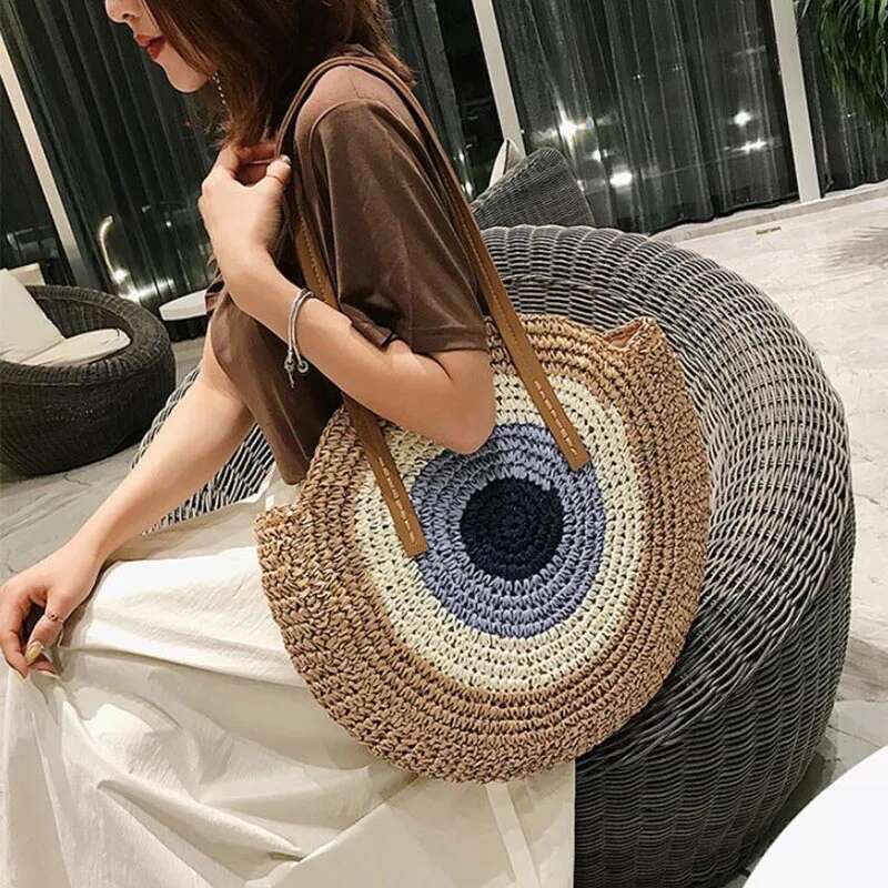 Summer Large Capacity Straw Handbag Handmade Hollow Out Shoulder Bags For Women Big Holiday Beach Bag Portable Totes Pack