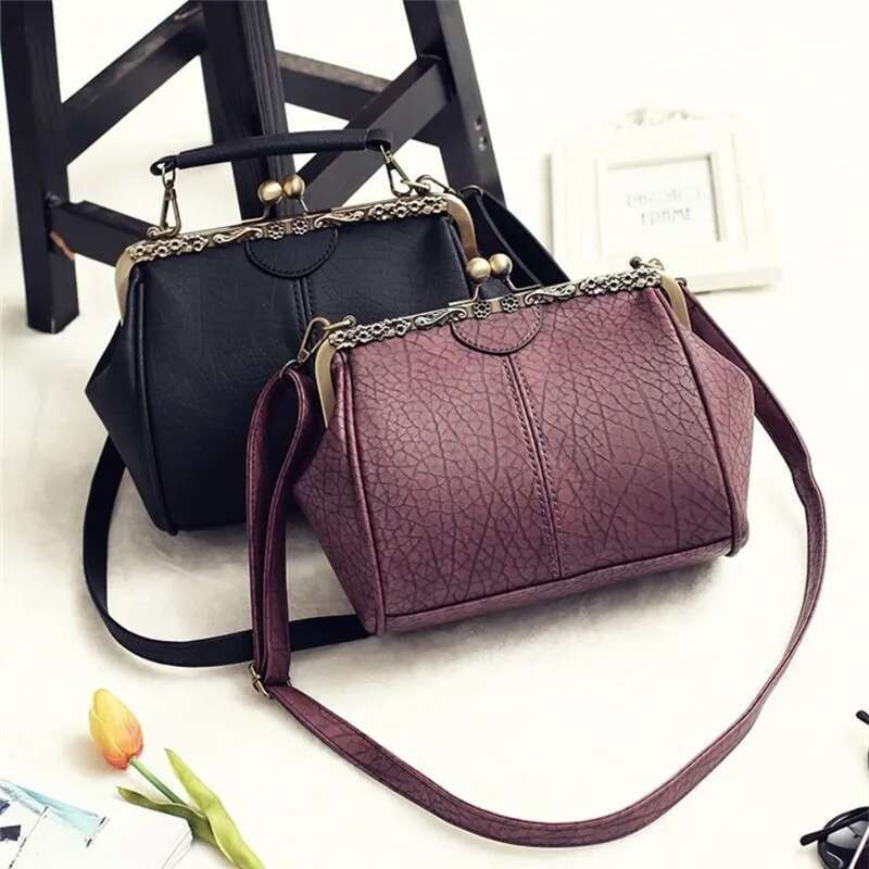 Vintage Shoulder Bags For Women Clip Handbag Totes Retro Pu Leather Crossbody Messenger Bag Lady Clutch