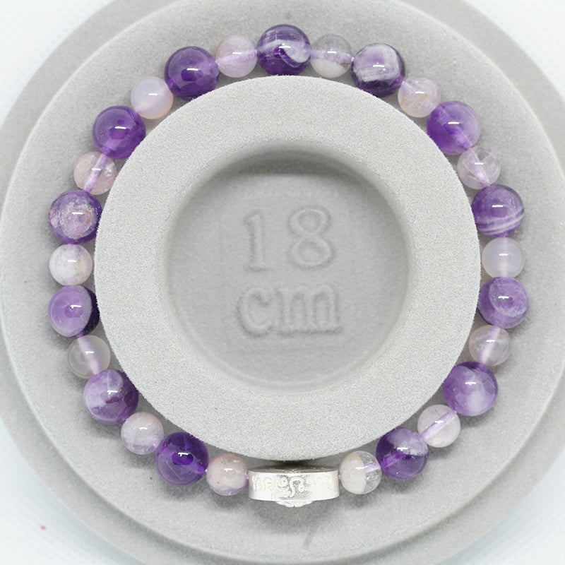 Purple Crystal Protection Bracelet with Sterling Silver Charm - Spiritual Jewelry for Stress Relief & Inner Peace
