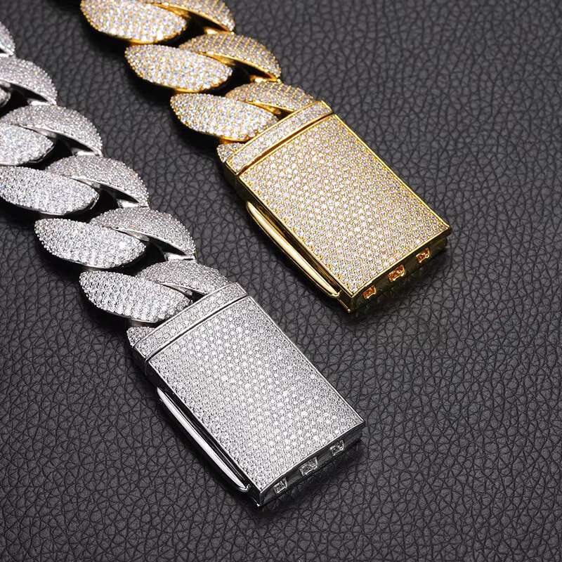 Luxury Iced Out 18K Gold Plated 22mm Cuban Link Chain Hip Hop 5 Rows 5A CZ Diamond Cuban Chain Necklace for Men
