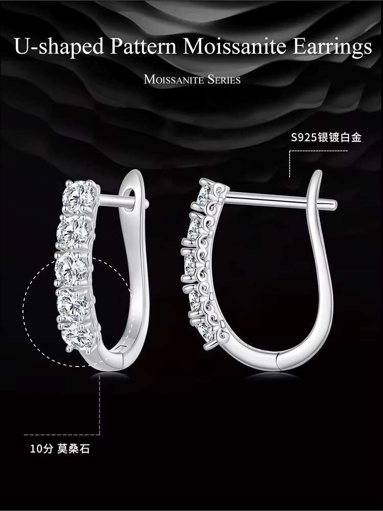 Real Wedding Diamond Moissanite Earrings for Women With GRA Certificate 925 Sterling Silver Huggie Hoop Earring Jewelry