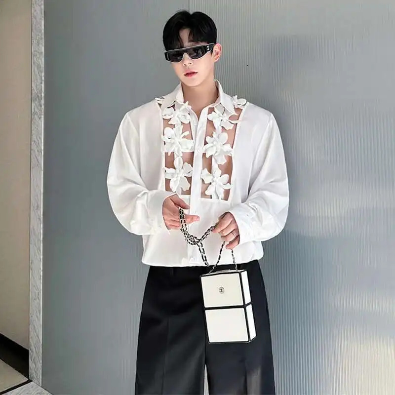 LUZHEN personalized hollow long sleeved mens loose and handsome casual top JY1050 250427