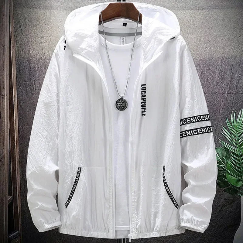 Summer mens leather jacket ultra light sun protection largesized hooded windproof casual motorcycle 250428
