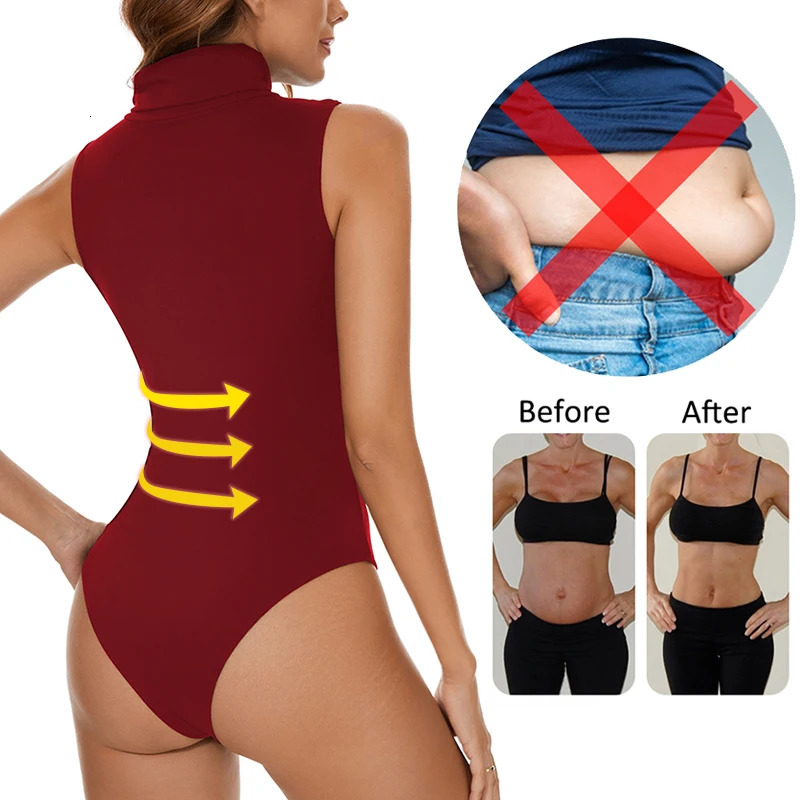 Female abdominal control top shaping body compressing hips lifting shape high neck sleeveless tight fitting clothes 250430