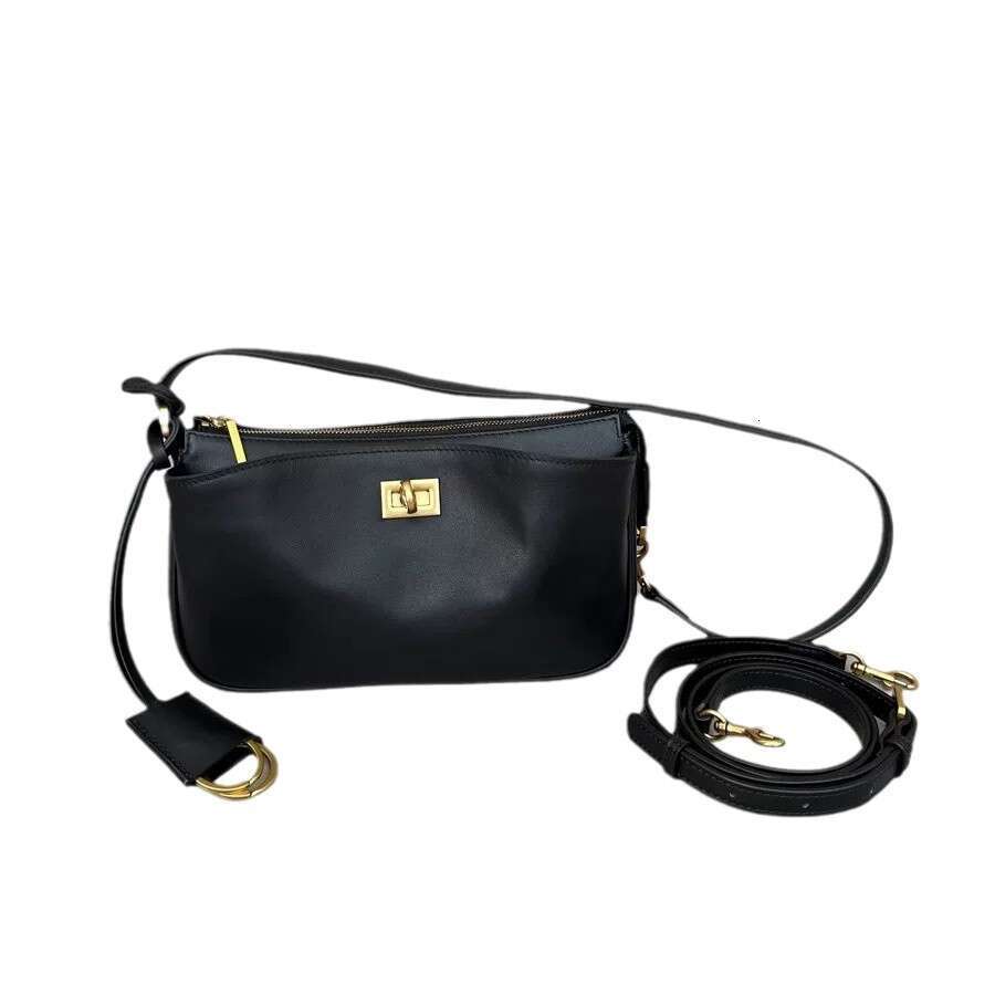 Fashionable new leather 2025 high-end lock buckle hobo armpit hand-held crossbody women's bag, Kelly bag