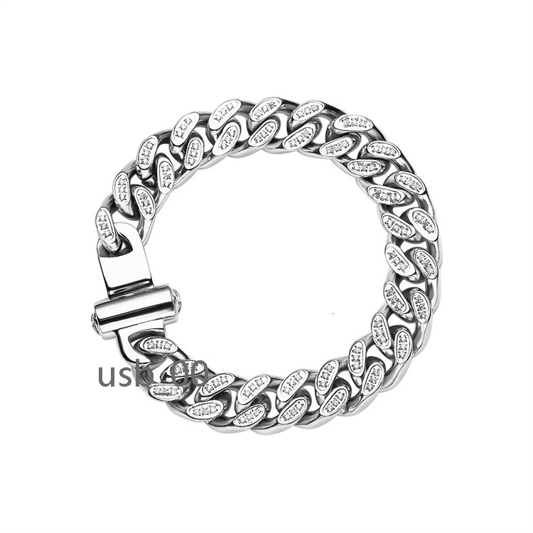 2025 New High Quality Flat Diamond Hiphops Chain Chunky Miami Cuban Link Chain Bracelet for Men Women Lux