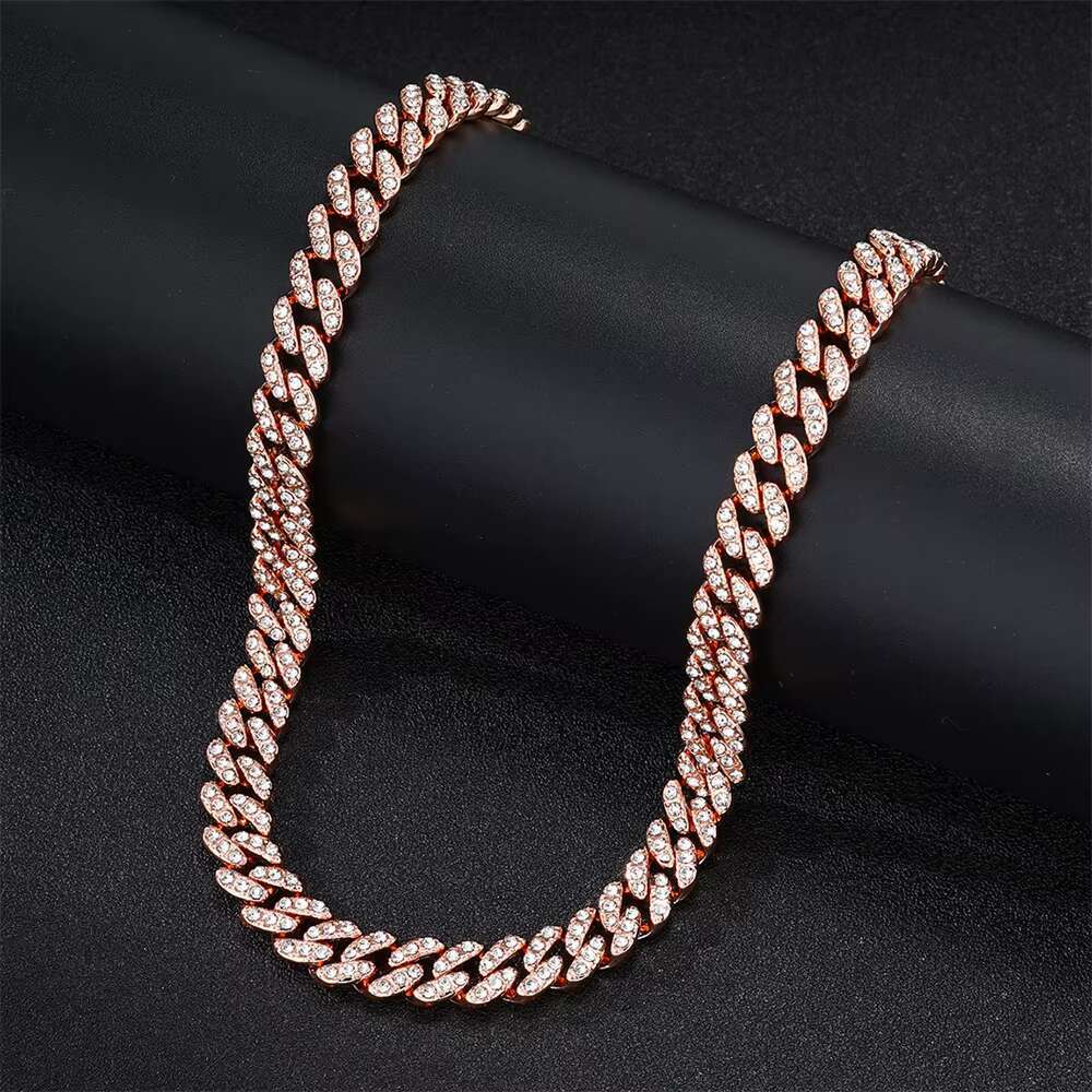 TikTok Viral Layered CZ Chains Set 8mm 18 Iced Out Bling Cuban Chain Necklace Hiphop Jewelry for Man Woman