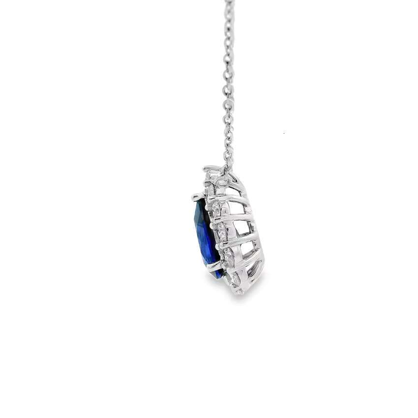 Pear Shape Gemstone Sapphire CVD Lab Grown Diamond 18k Yellow White and Rose Gold Eco Friendly Diamond Necklace for Women