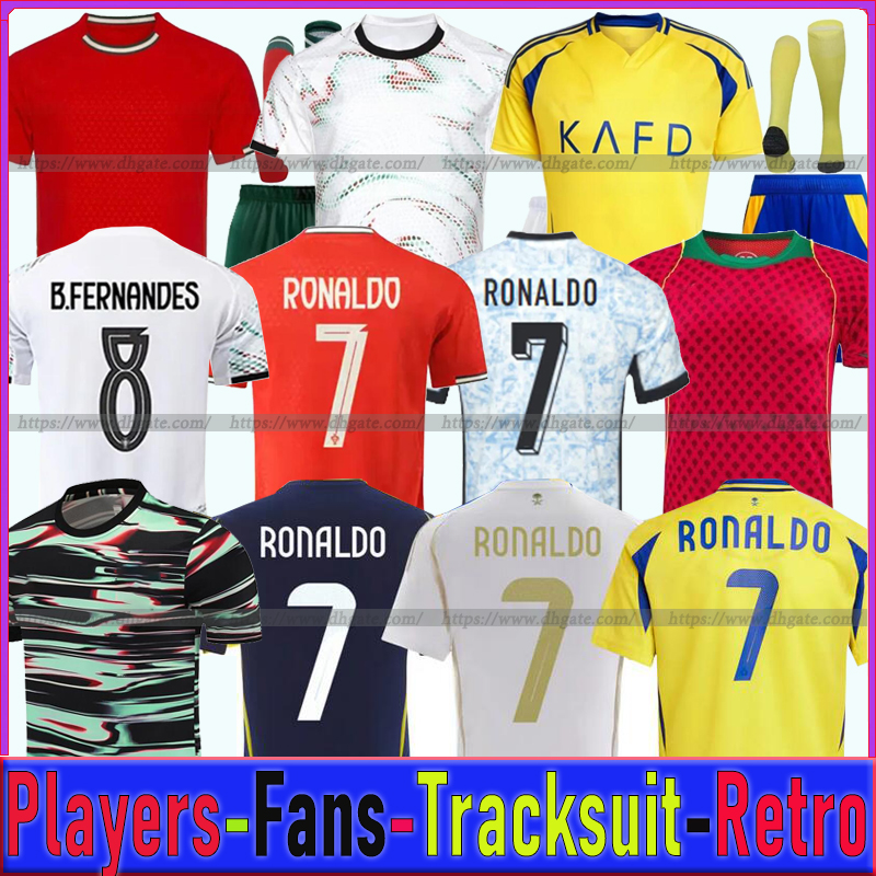 2025 Portugal soccer jerseys B.FERNANDES R. Leao JOAO FELIX camisa de futebol Al Nassrs FC football shirt Tracksuit Men Kids kit women RoNalDo Retro Portuguese player