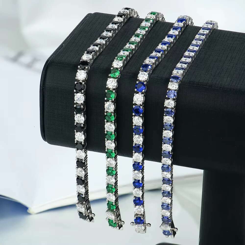 Xingyue High Quality 925 Sterling Silver Green Blue Black Color Gra Vvs Mossanite Moissanite Diamond Tennis Bracelet for Women