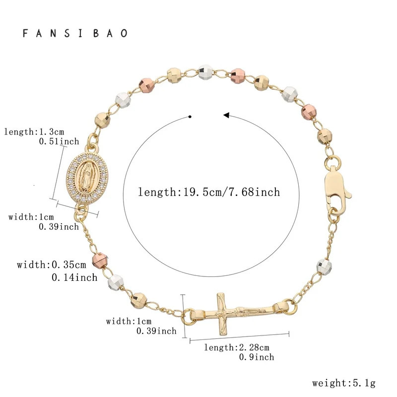 FanSibao Virgin Mary Rose Bead Bracelet Womens Bracelet Fashion Accessories Original Bracelet Jewelry 250428