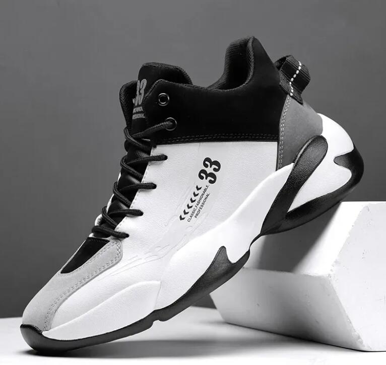 Mens High-top Basketball Shoes Thick Sole Non-slip Sports Shoes Trendy Youth Comfortable Athletic Shoes Tenis Para Hombre Z 5.1-1