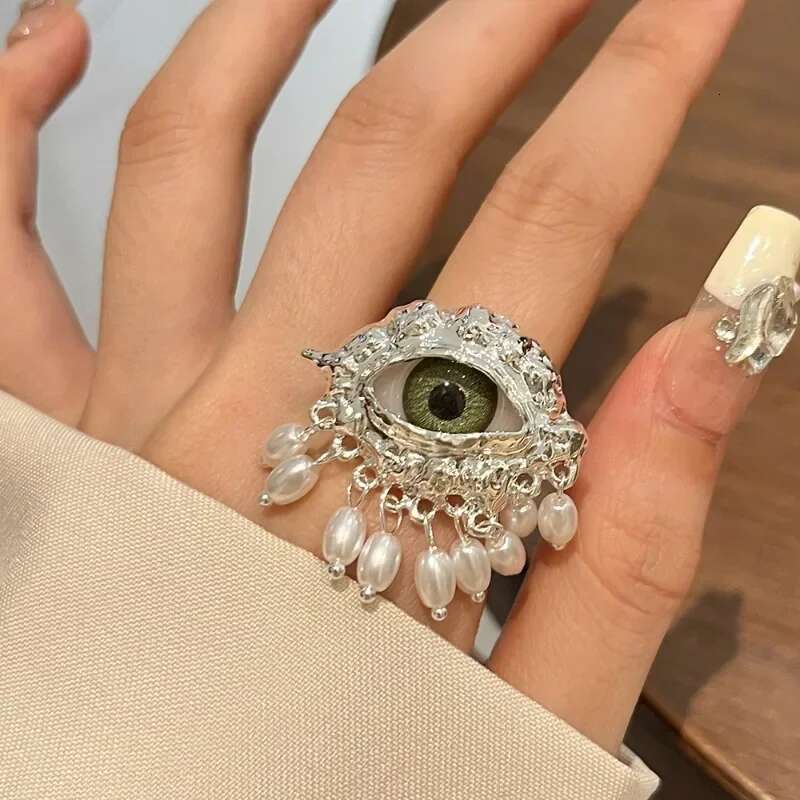 Modern Jewelry European And American Design Simulated Pearl Eye Styling Rings For Women Female Gifts Exaggerative Accessories