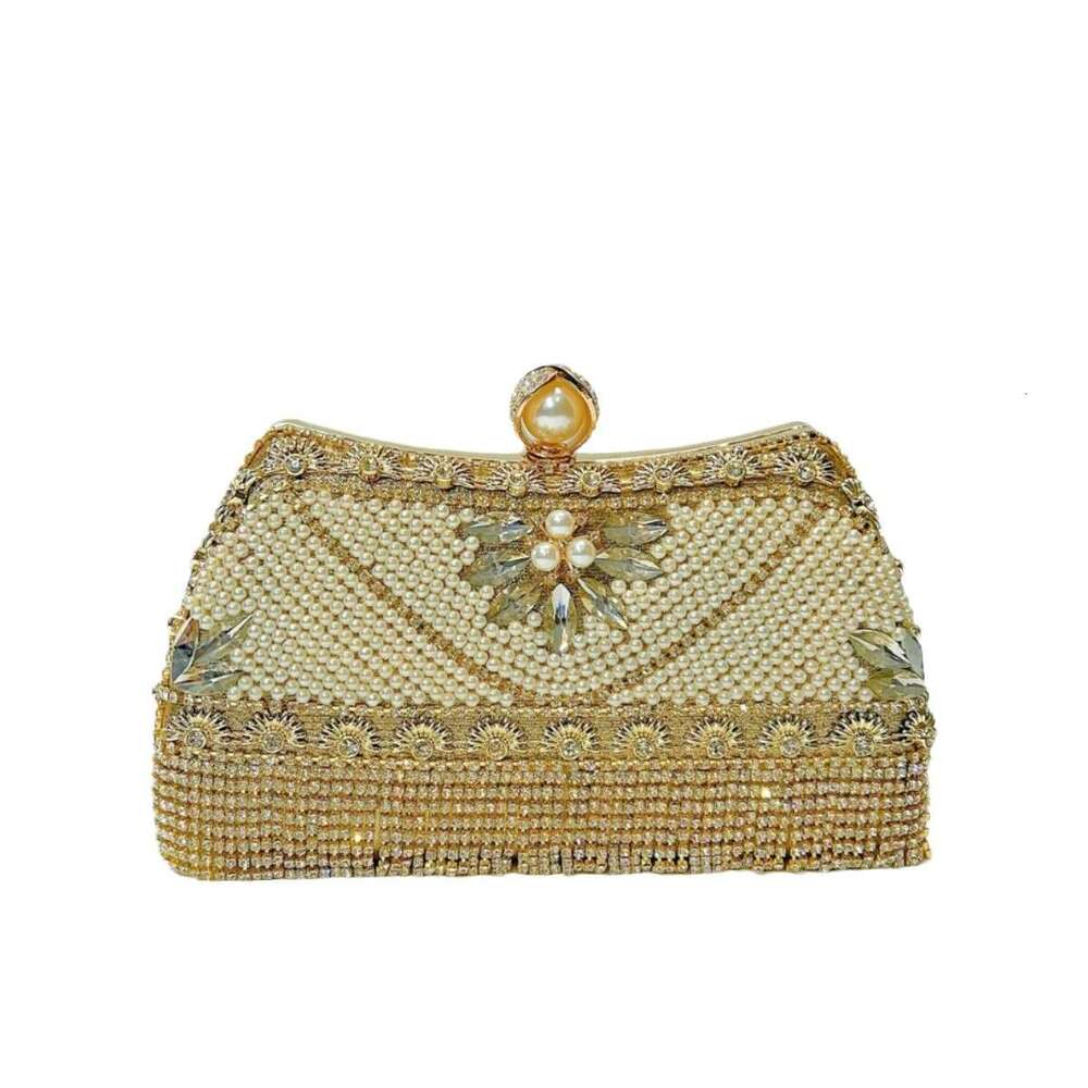 Dinner Bag New Diamond Studded Tassel Evening Dress Xiaoxiangfeng Birthday Wedding Banquet Bag Pearl Single Shoulder Crossbody Dinner Bag KQ