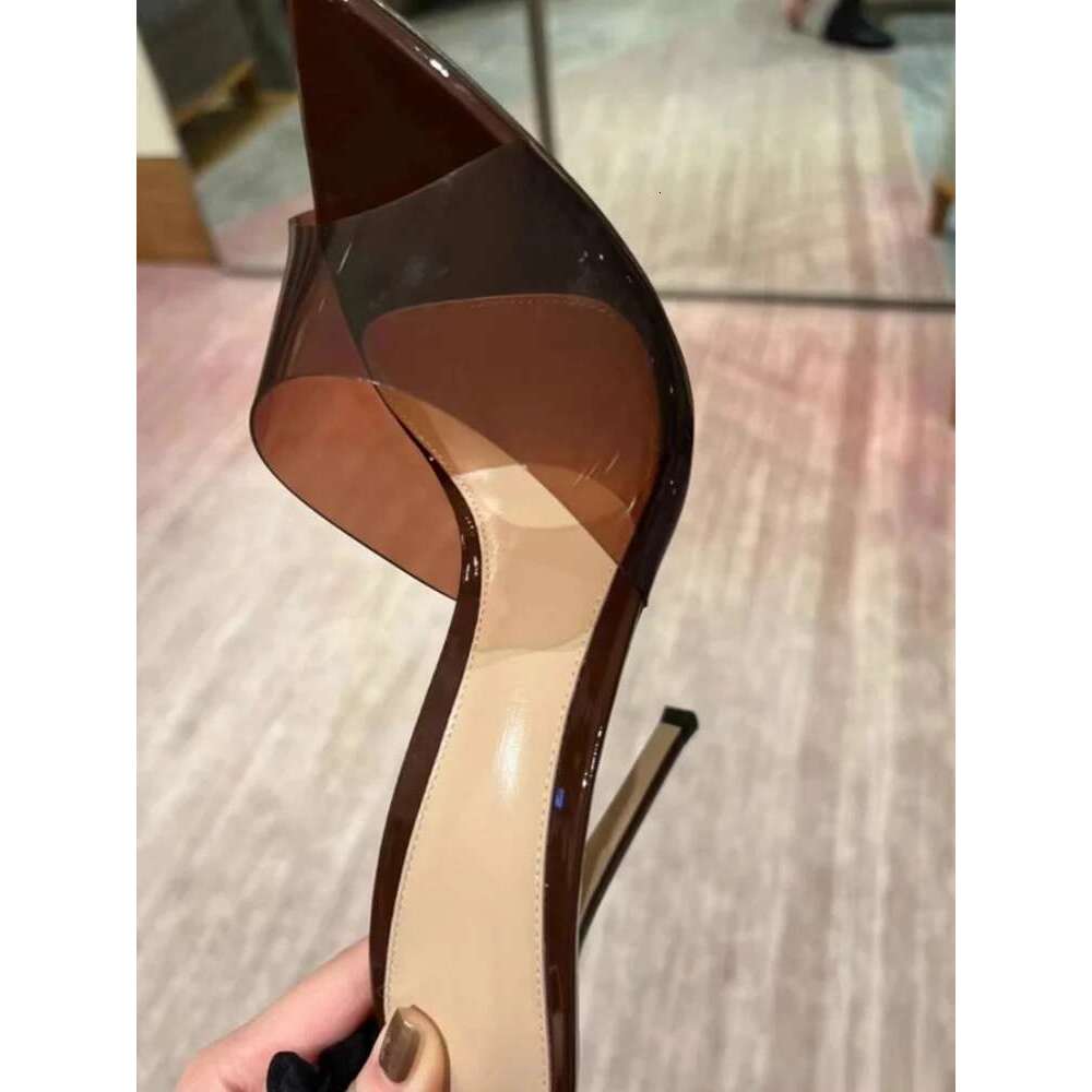 Fashion Designer Women's Simple Slippers Pointed Slip-on Mules Sexy Open Women Stiletto Sandals Outdoor Casual Shoes