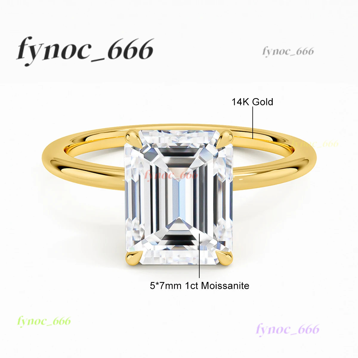 Szjinao 100% Real Emerald Cut Moissanite Ring 14k Gold 1ct 2ct 3ct Wedding Eternity Jewelry For Women Certified Engagement Gifts