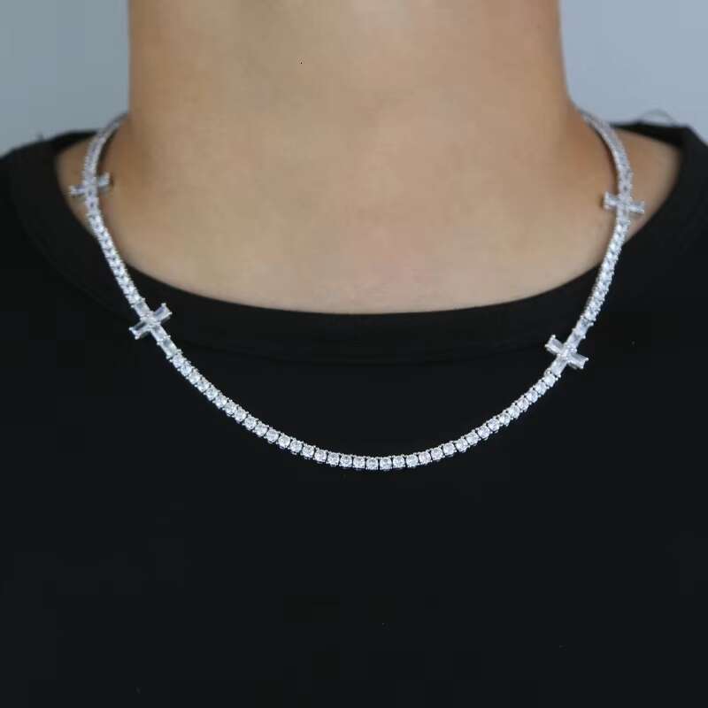 Cross Tennis Chain Necklace Micro Pave 5A Cubic Zirconia CZ Bling Iced Out New Arrival Hip Hop Men Boy Fashion Jewelry