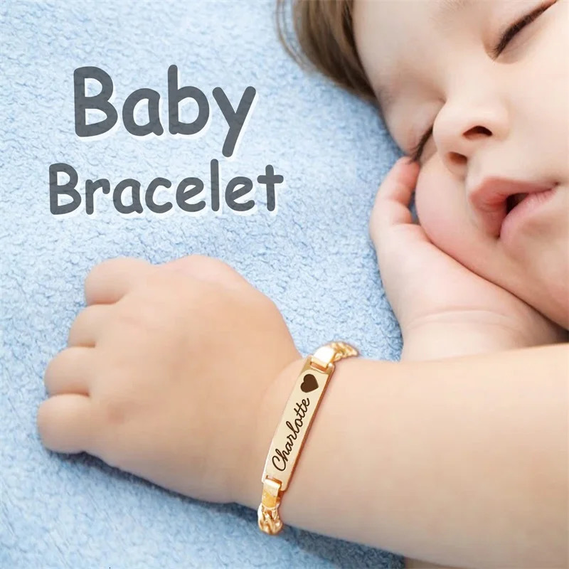 Custom Baby Birthstone Name Bracelets for Boys Girls 18K Gold Plated Personalized Bracelet Engraved Name Baby Birthday Gifts 250430