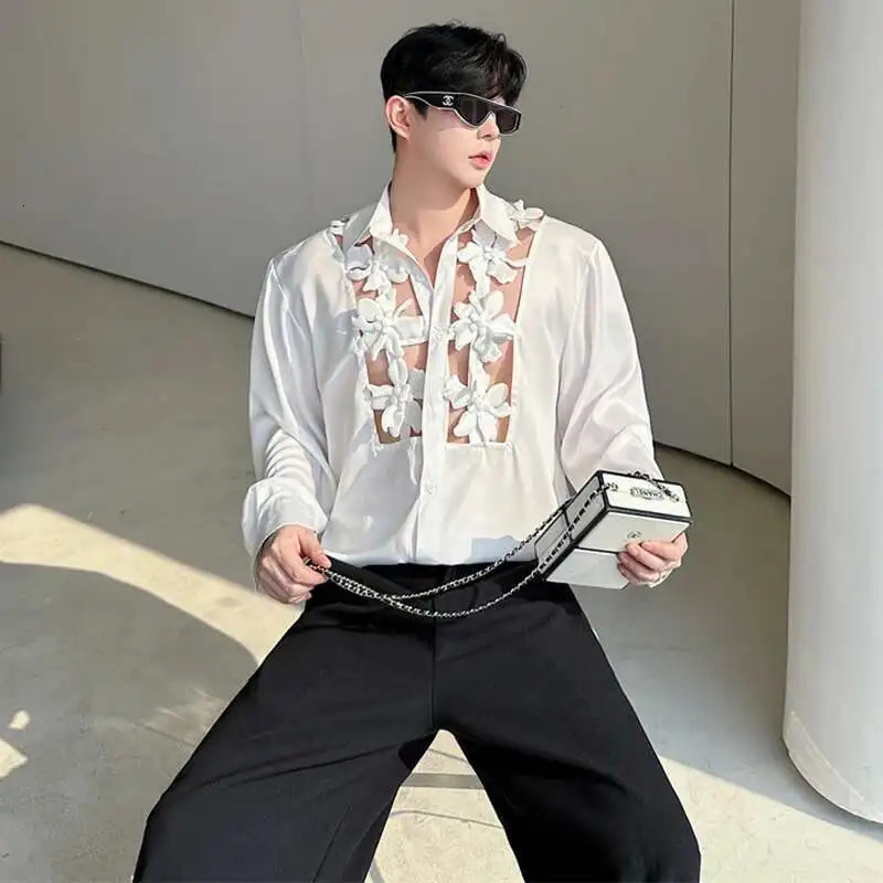 LUZHEN personalized hollow long sleeved mens loose and handsome casual top JY1050 250427