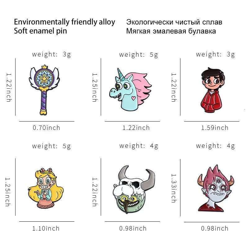 Classic Cute Princess Magic Wand Enamel Horn Anime Badge Girl Brooch Cartoon Lapel Pin Gift Jewelry For Friend Wholesale